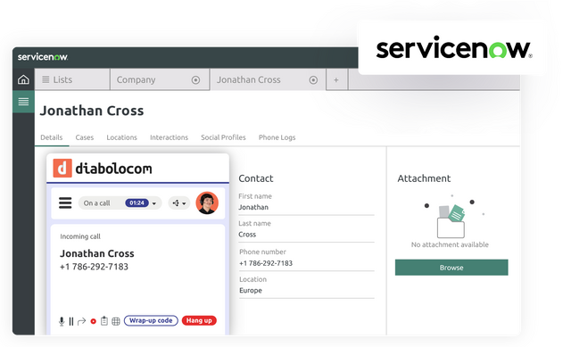 A integração CTI do ServiceNow com a Diabolocom otimiza as suas campanhas telefônicas.