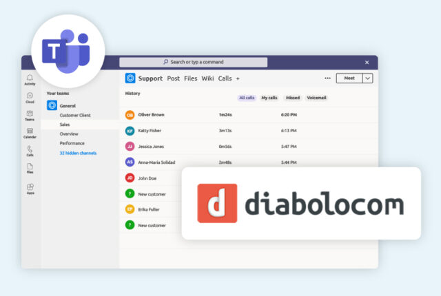 A integração do Microsoft Teams com a Diabolocom permite uma conexão contínua entre as suas ferramentas.