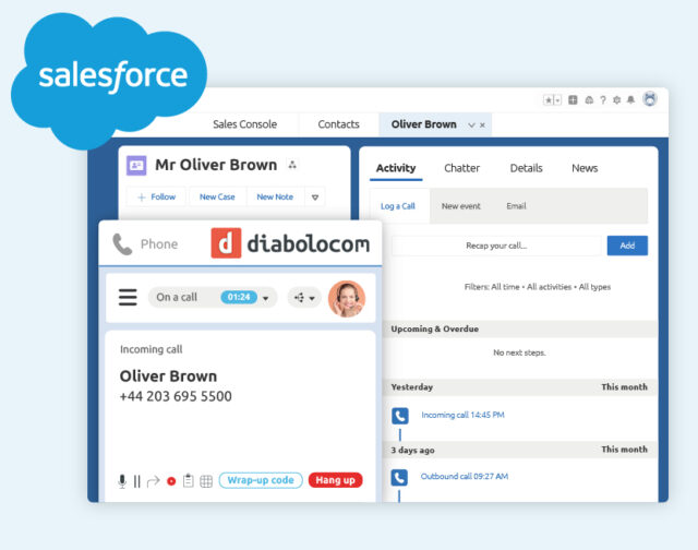 A integração CTI da Diabolocom para Salesforce otimiza as tarefas dos agentes e aumenta a satisfação dos clientes.